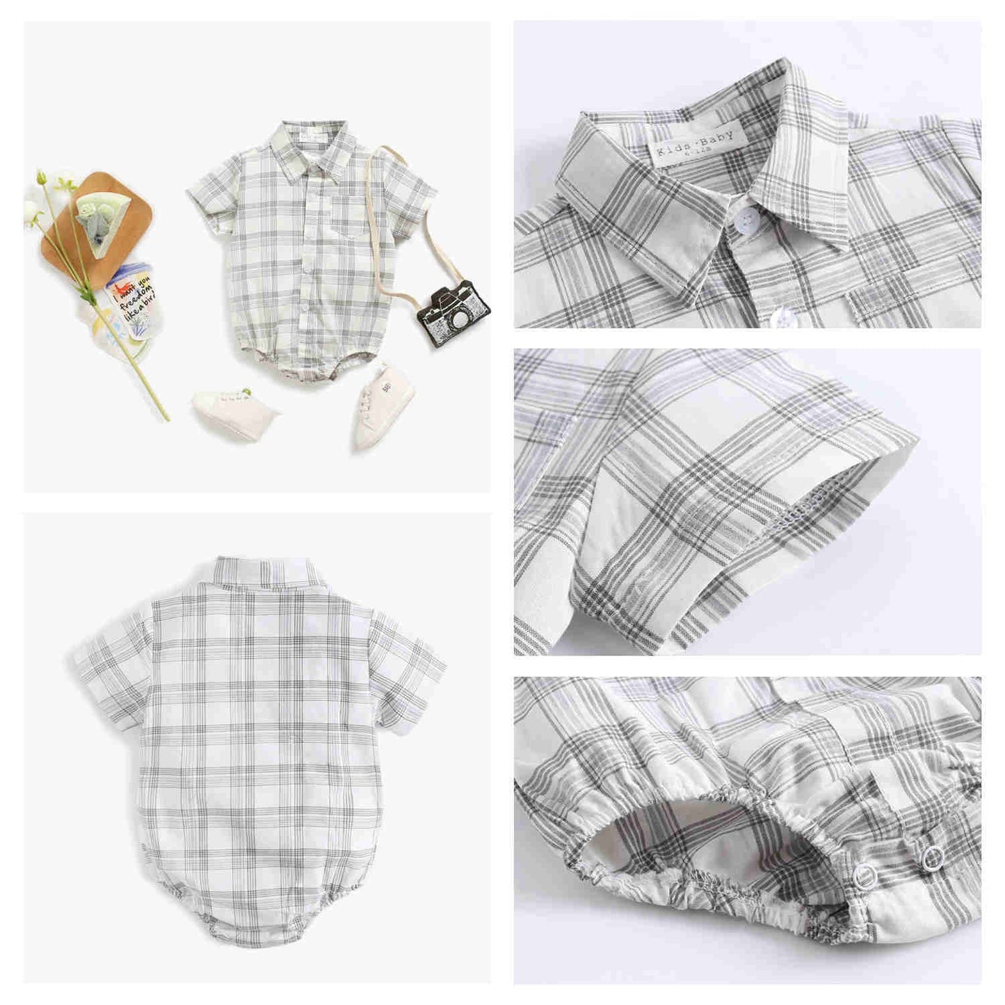 Baby Boy Button Up Bodysuit w/ Collar (6-18M)