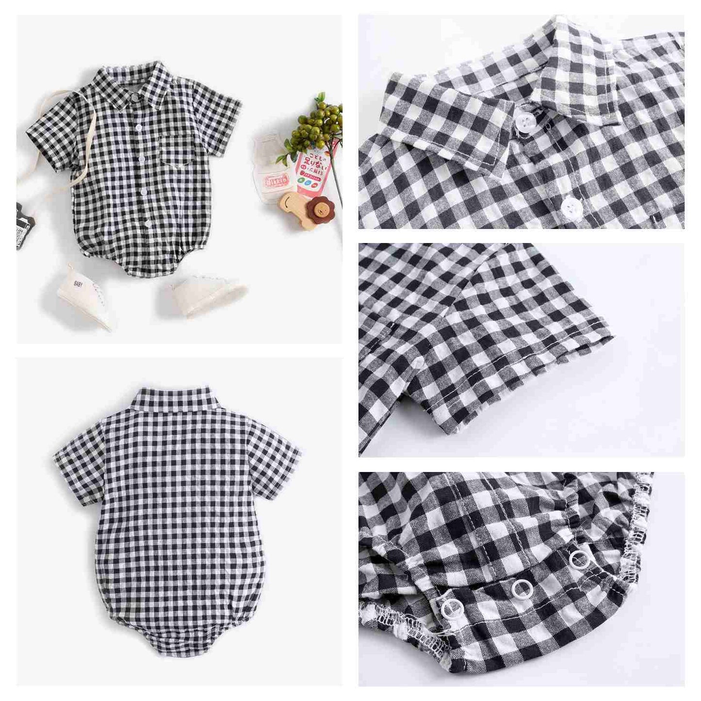 Baby Boy Button Up Bodysuit w/ Collar (6-18M)