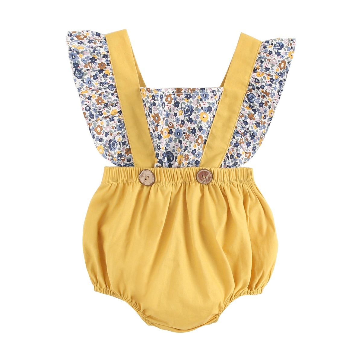 Baby Girl Ruffle Body Suit: Suspender Strap (0-18m)