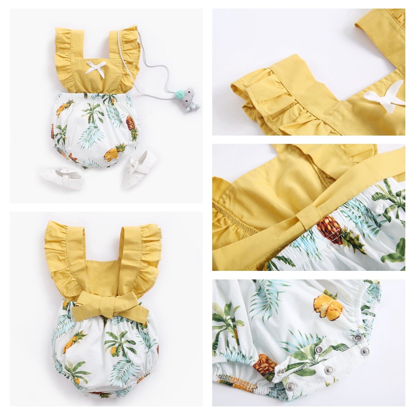 Baby Girl Ruffle Body Suit: Pineapple (0-18m)