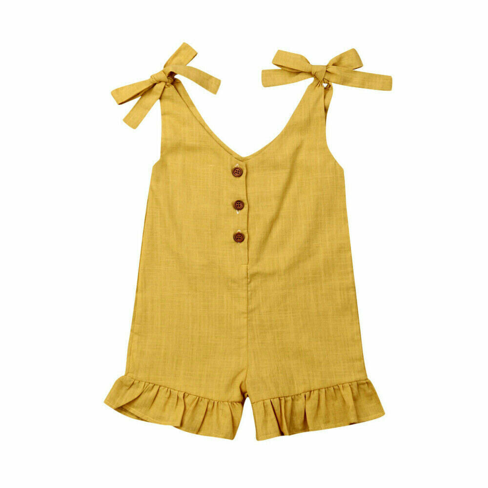 Baby Girls Linen Ruffle Romper (12 Month)