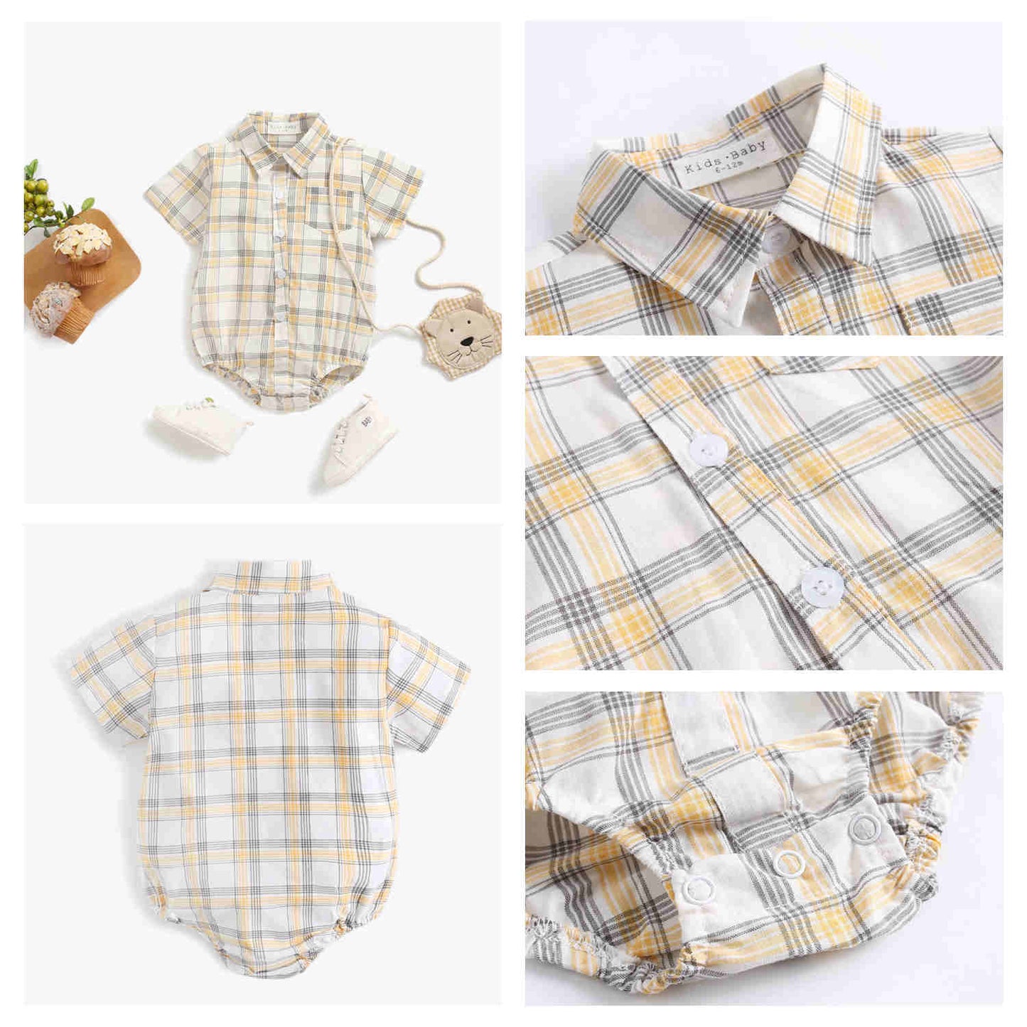 Baby Boy Button Up Bodysuit w/ Collar (6-18M)