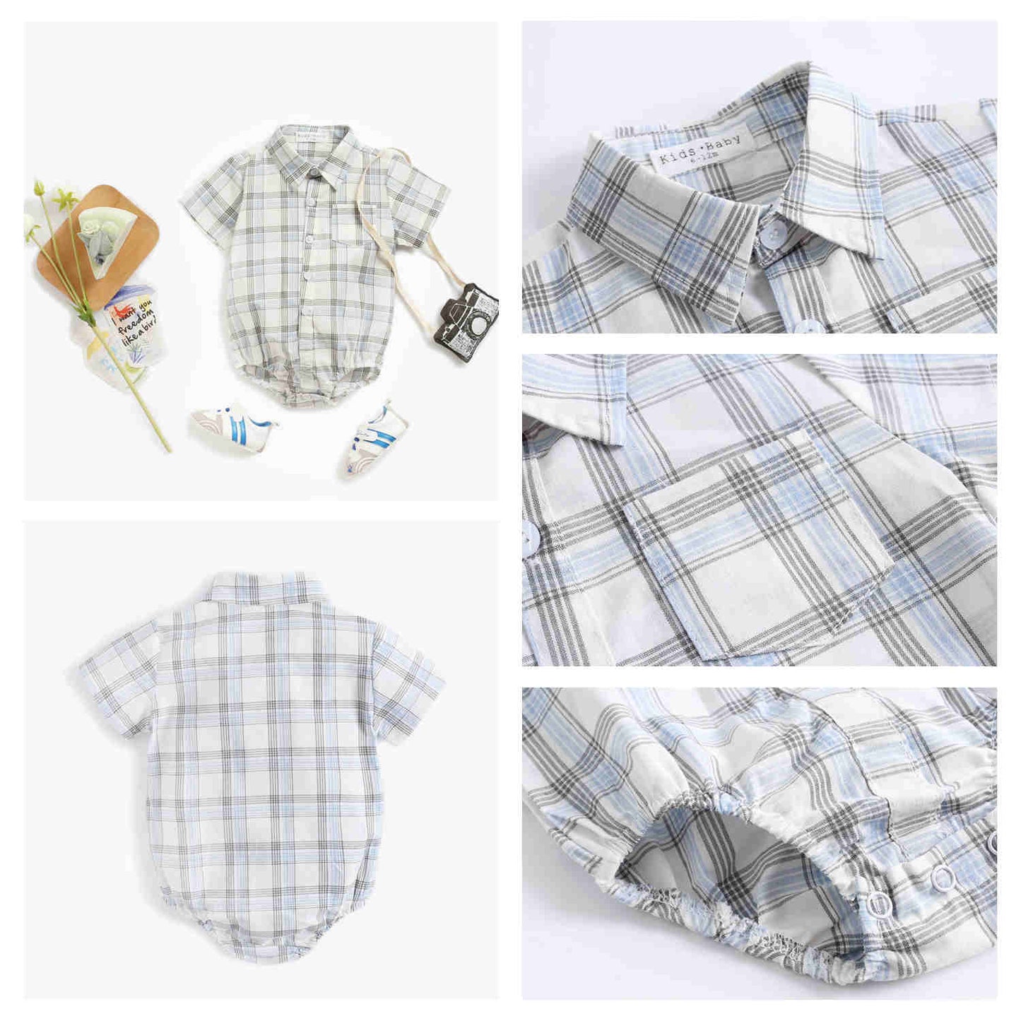 Baby Boy Button Up Bodysuit w/ Collar (6-18M)