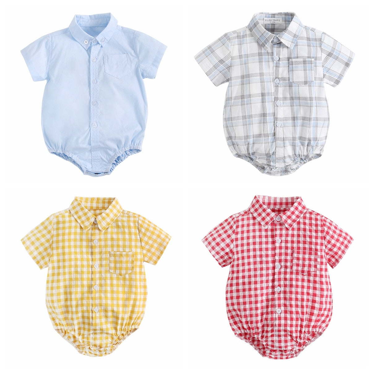 Baby Boy Button Up Bodysuit w/ Collar (6-18M)