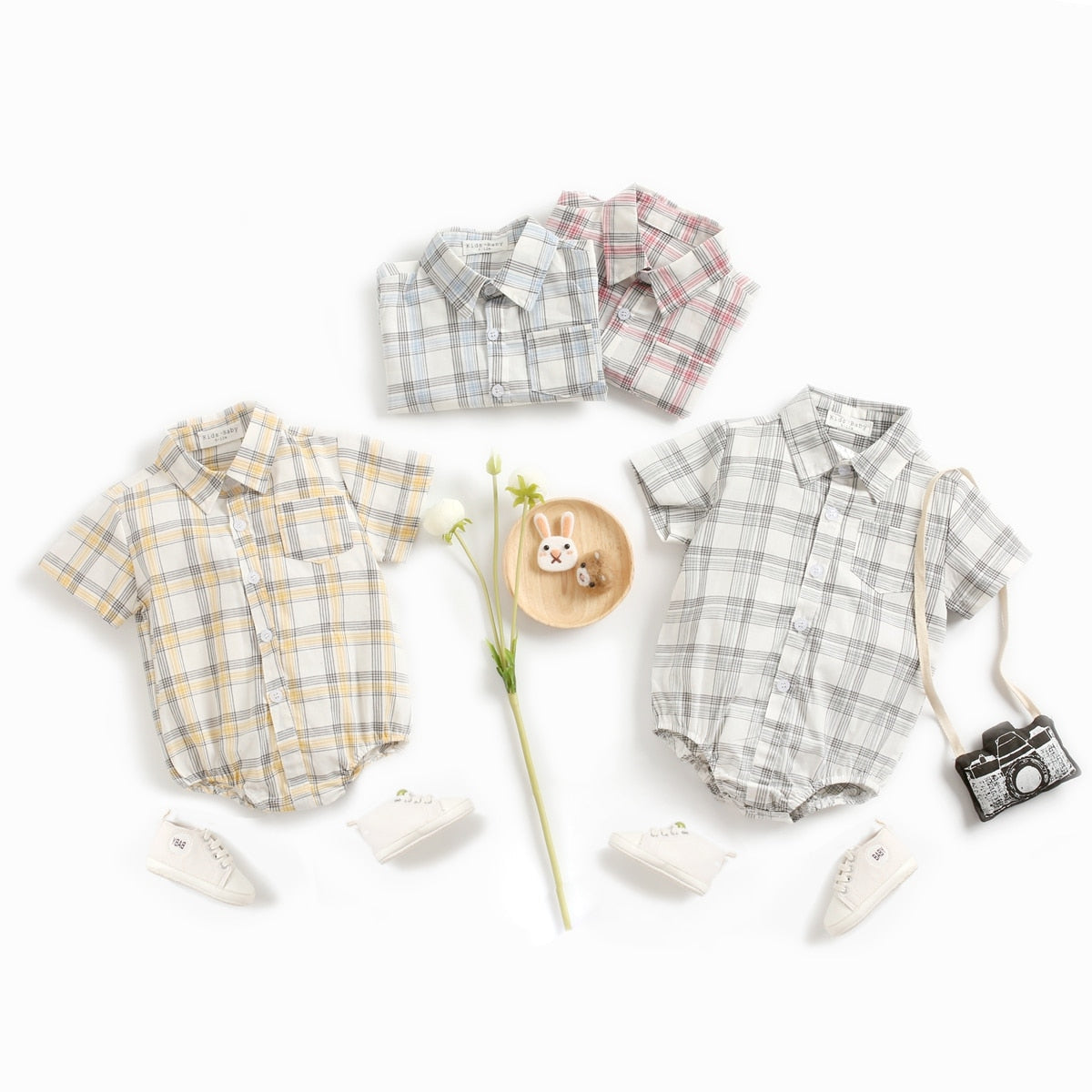 Baby Boy Button Up Bodysuit w/ Collar (6-18M)