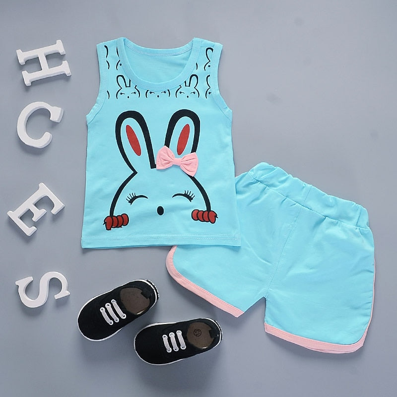 Girl's 2-Piece Bunny Short Sets (Size 6 Month-5T)