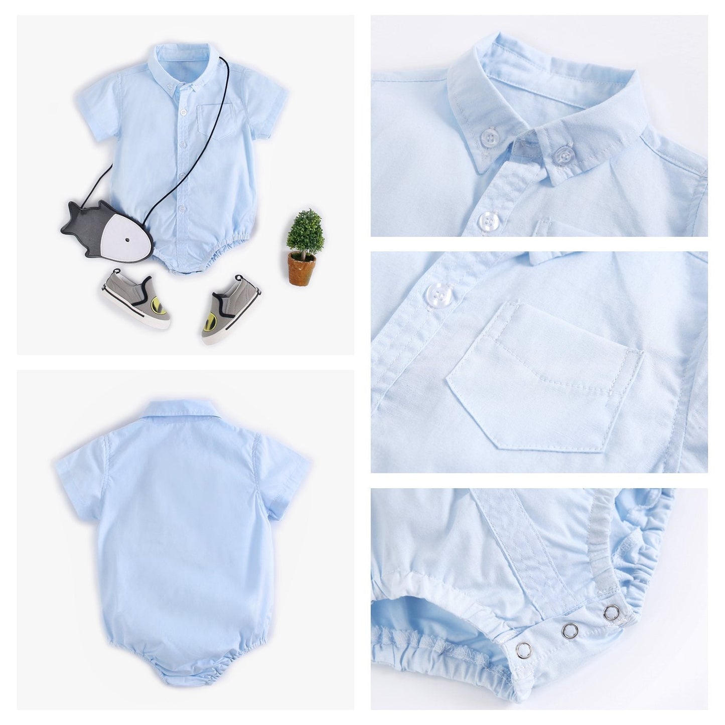 Baby Boy Button Up Bodysuit w/ Collar (6-18M)