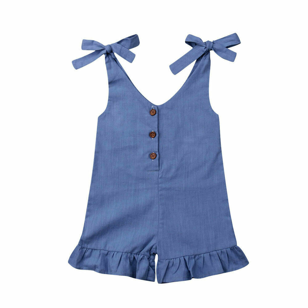 Baby Girls Linen Ruffle Romper (12 Month)