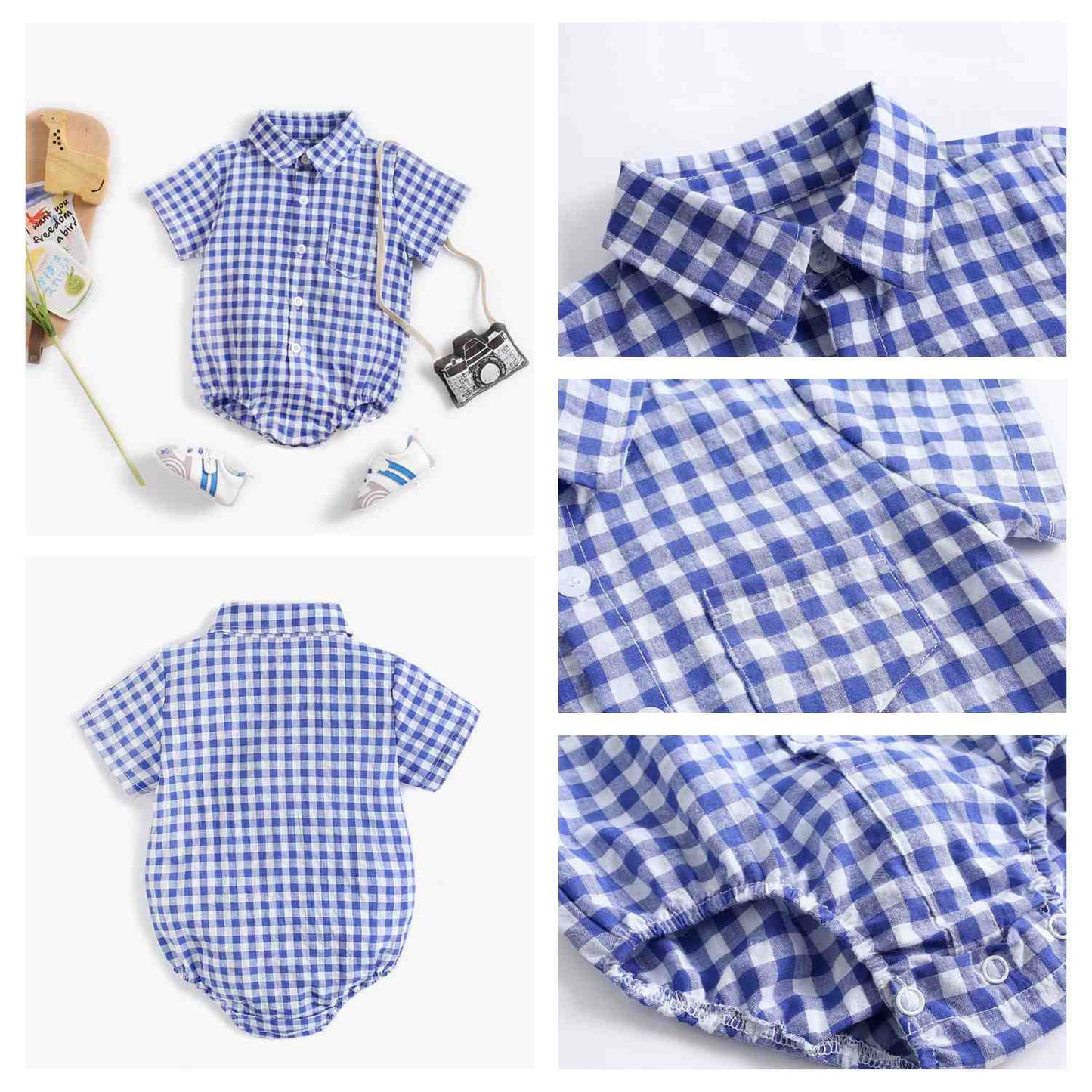 Baby Boy Button Up Bodysuit w/ Collar (6-18M)