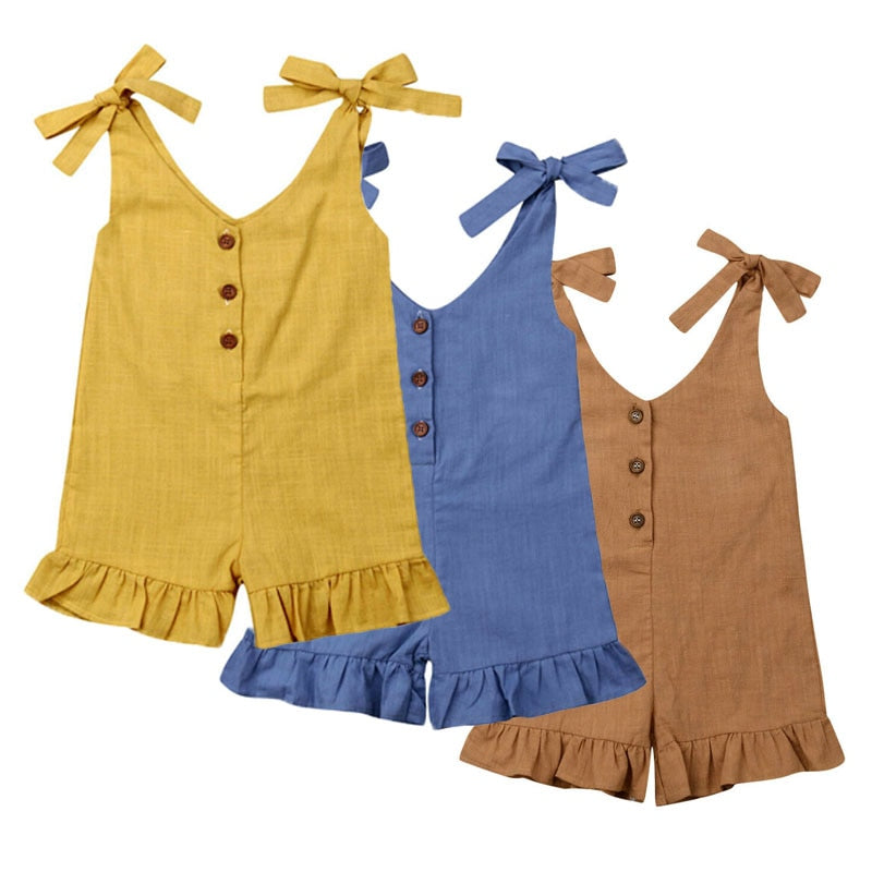 Girls Linen Ruffle Romper (24m-5T)