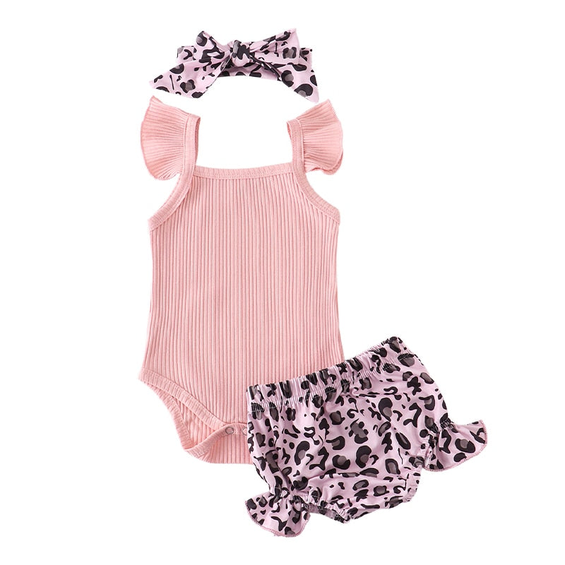 Ruffle Leopard Short Set w/ Matching Headband (3-18M)