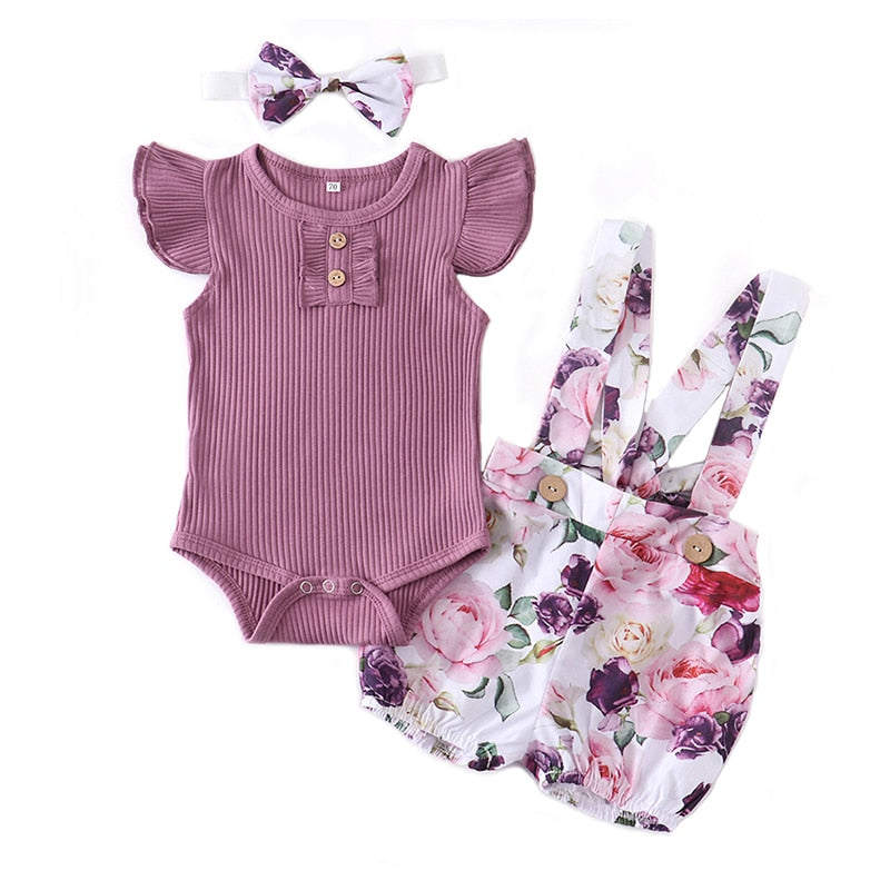 Baby Girl Ruffle Romper Set w/ Matching Headband (24M)