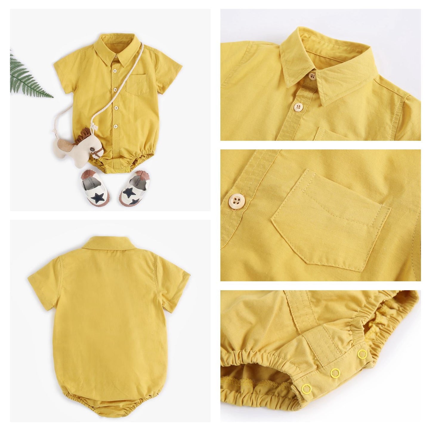 Baby Boy Button Up Bodysuit w/ Collar (6-18M)