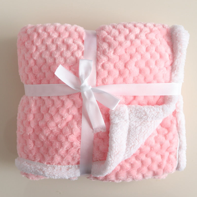 Double Layer Fleece Baby Blankets (Multiple Style/Color Options)