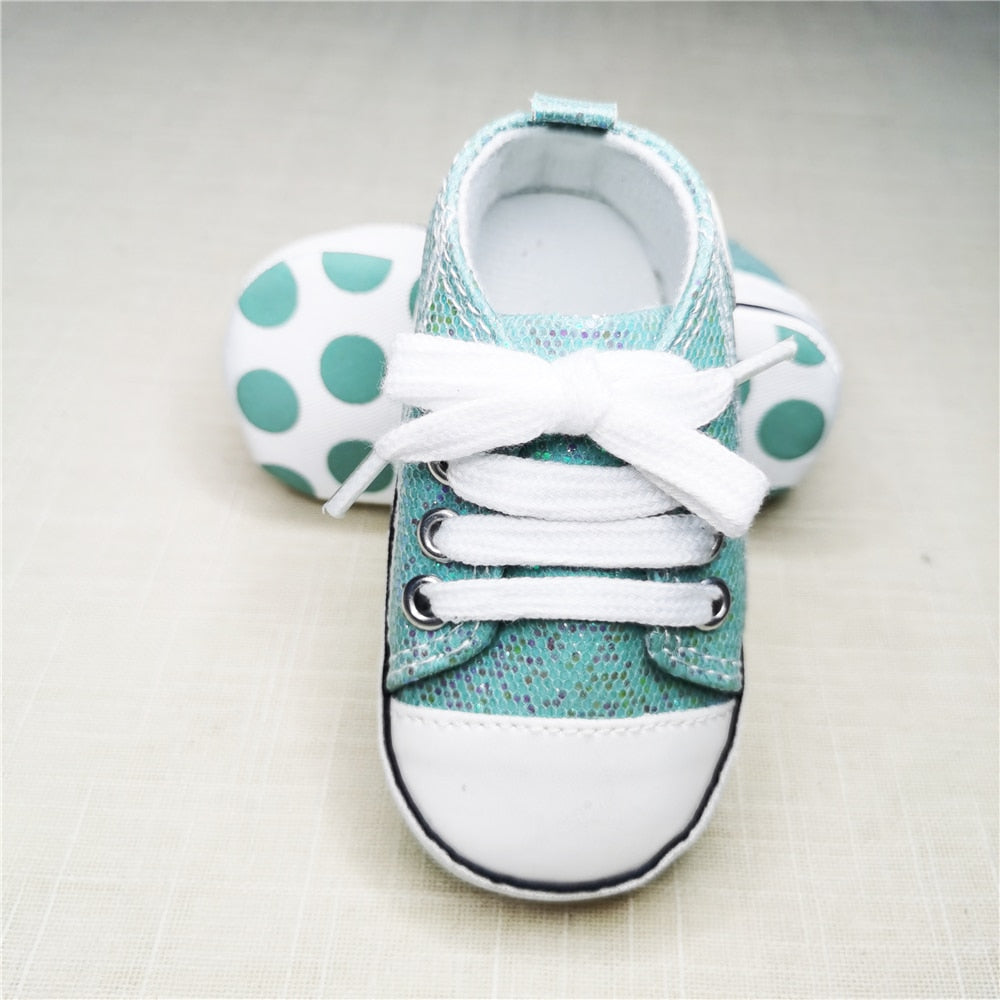 Baby Canvas Classic Sneakers, Glitter Multiple Color Options (0-18M)