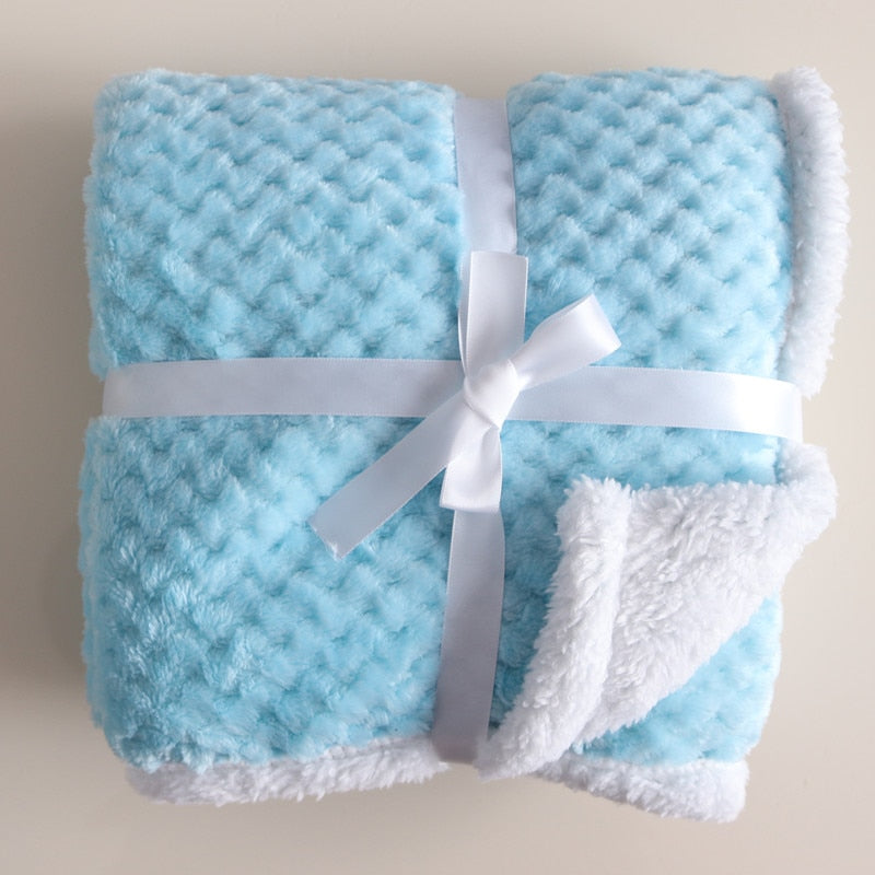 Double Layer Fleece Baby Blankets (Multiple Style/Color Options)