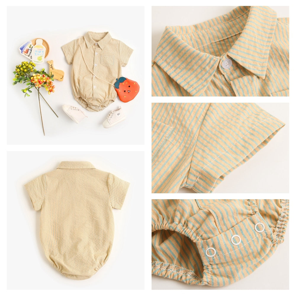 Baby Boy Button Up Bodysuit w/ Collar (6-18M)