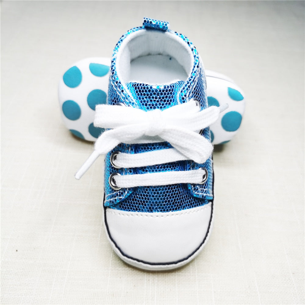 Baby Canvas Classic Sneakers, Glitter Multiple Color Options (0-18M)