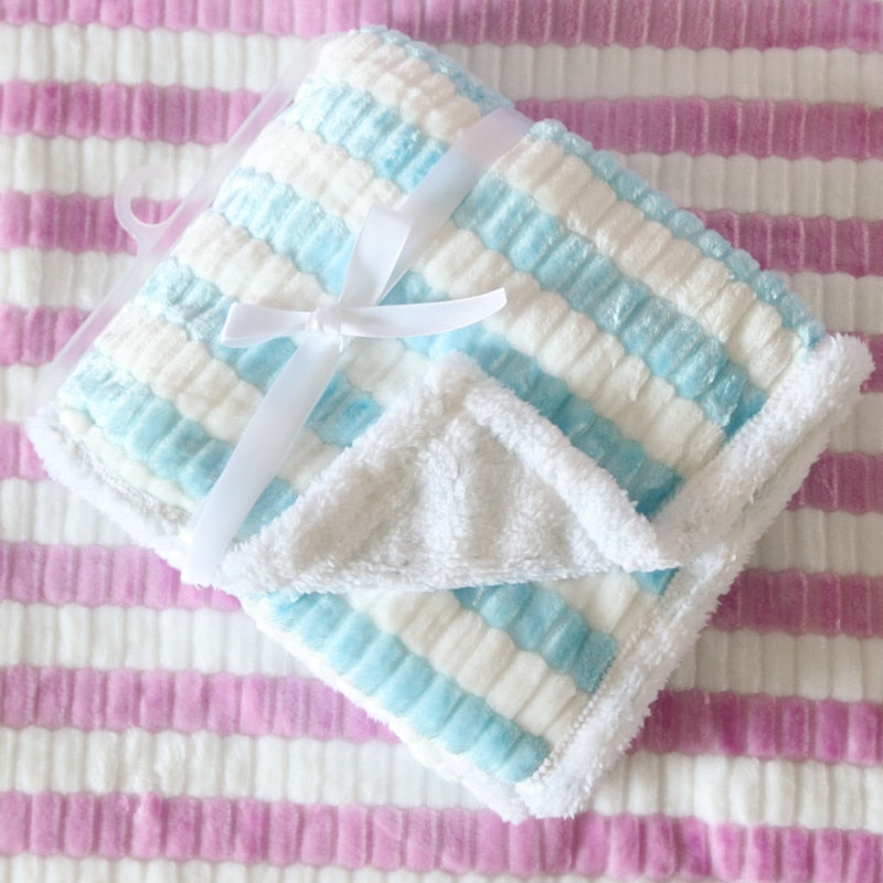 Double Layer Fleece Baby Blankets (Multiple Style/Color Options)