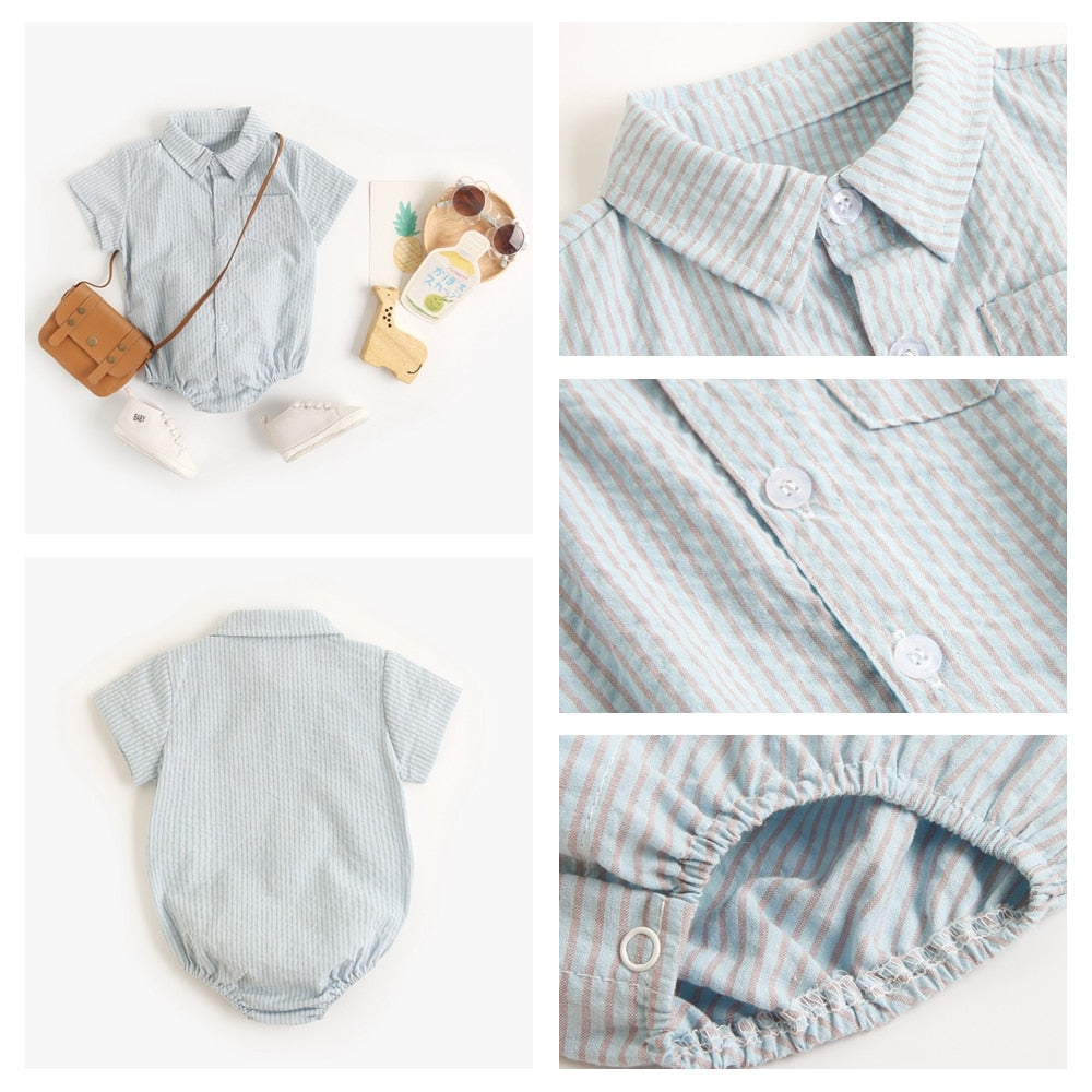 Baby Boy Button Up Bodysuit w/ Collar (6-18M)