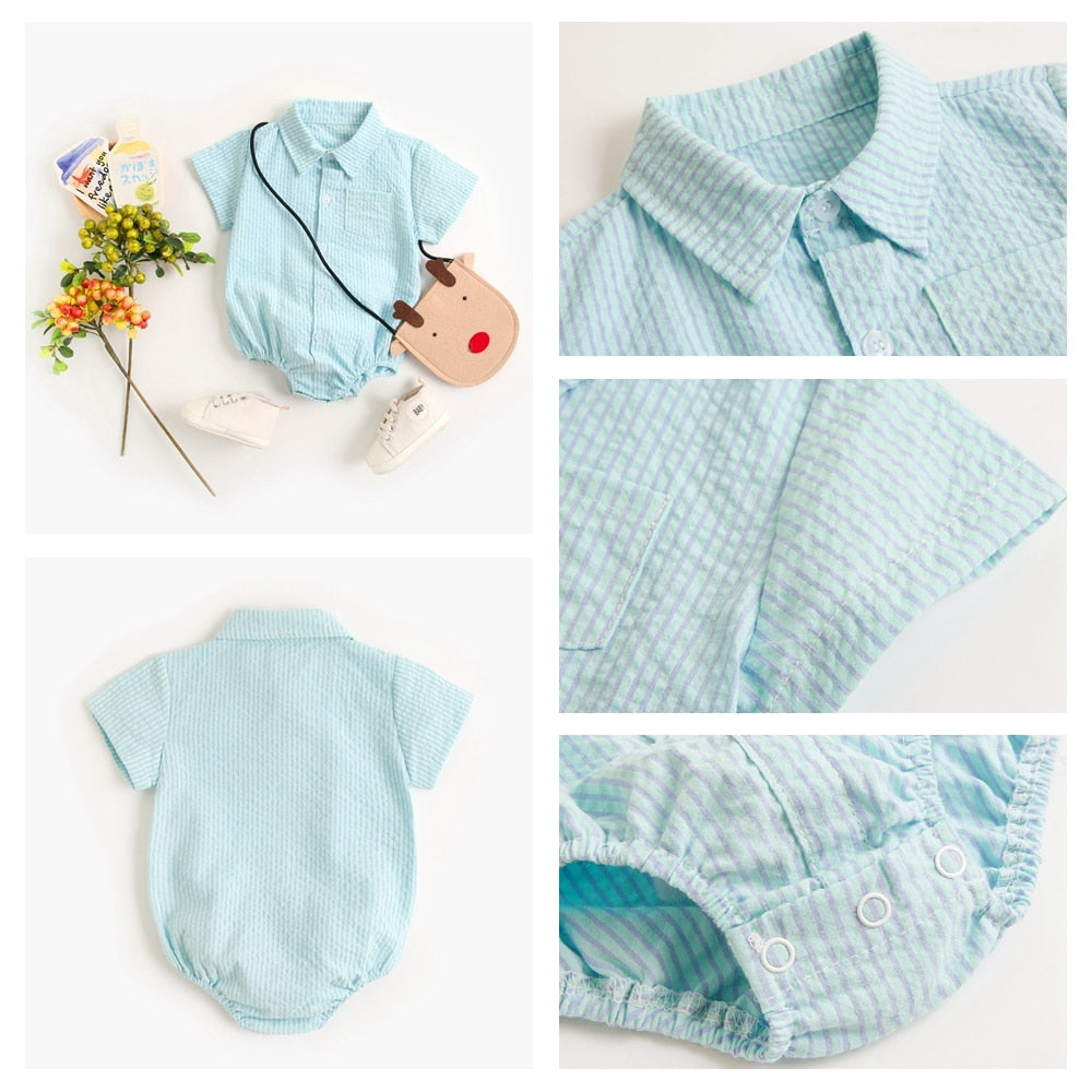 Baby Boy Button Up Bodysuit w/ Collar (6-18M)