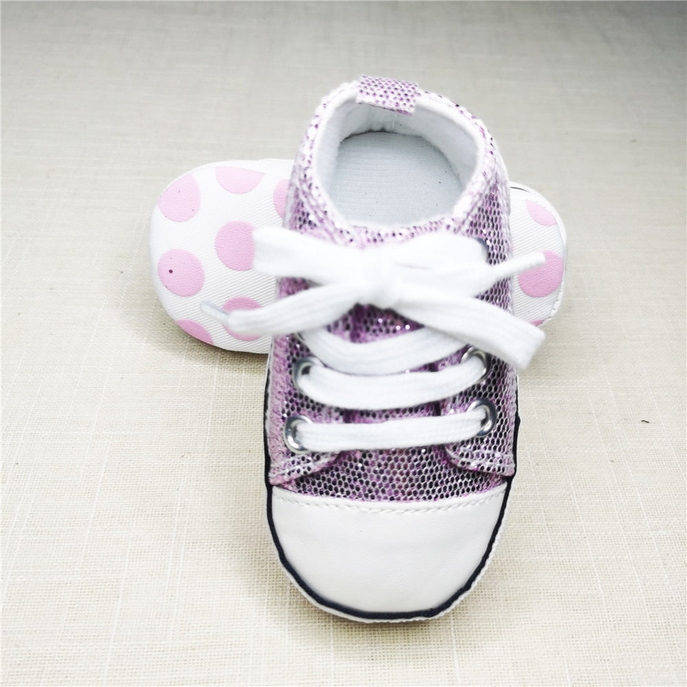 Baby Canvas Classic Sneakers, Glitter Multiple Color Options (0-18M)