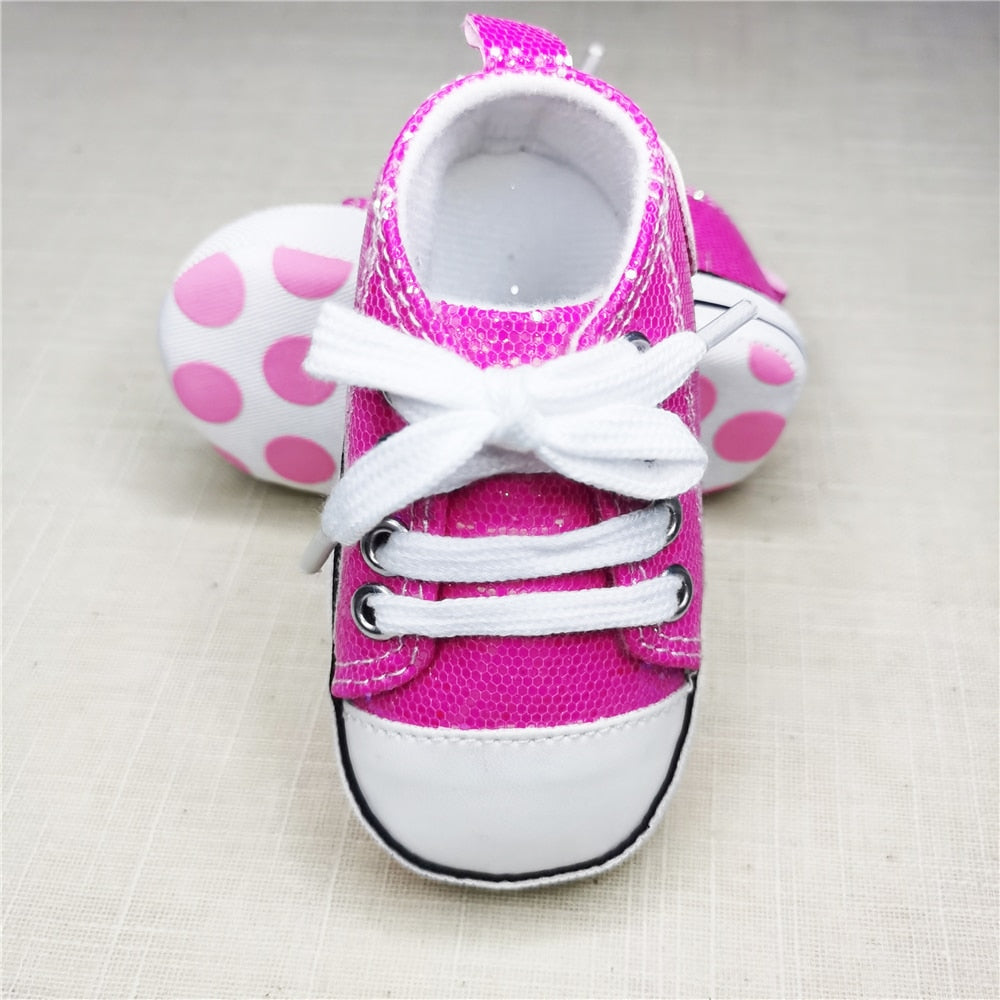 Baby Canvas Classic Sneakers, Glitter Multiple Color Options (0-18M)