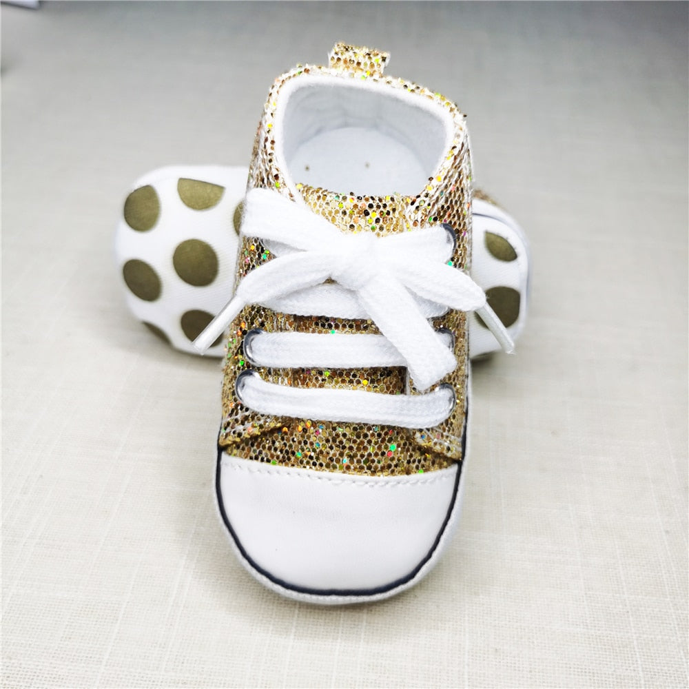 Baby Canvas Classic Sneakers, Glitter Multiple Color Options (0-18M)