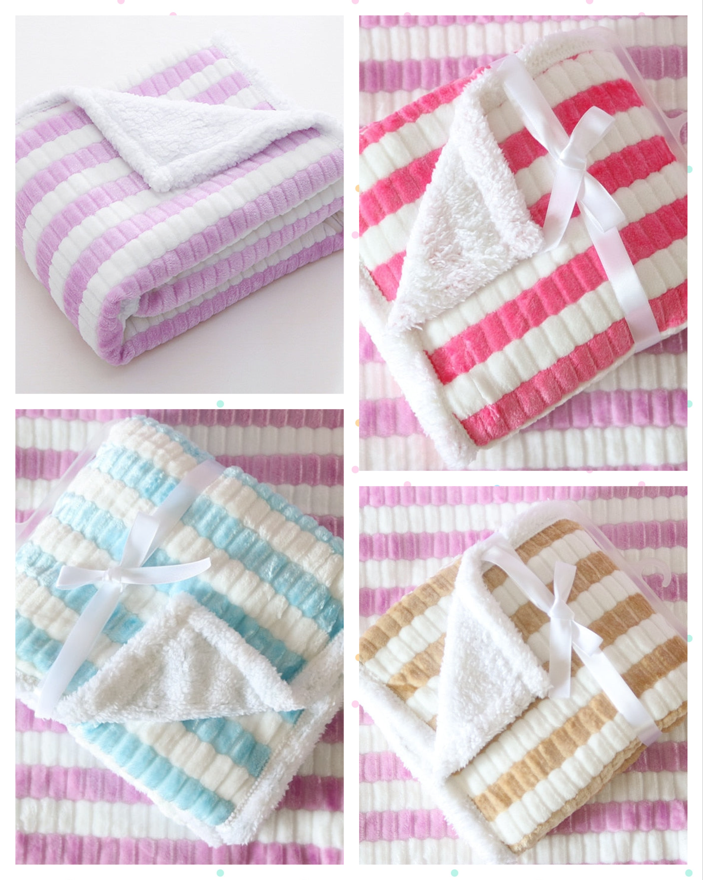 Double Layer Fleece Baby Blankets (Multiple Style/Color Options)