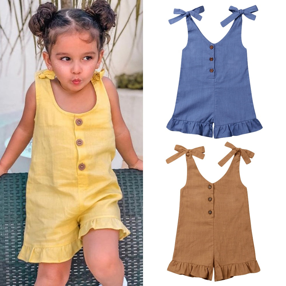 Girls Linen Ruffle Romper (24m-5T)