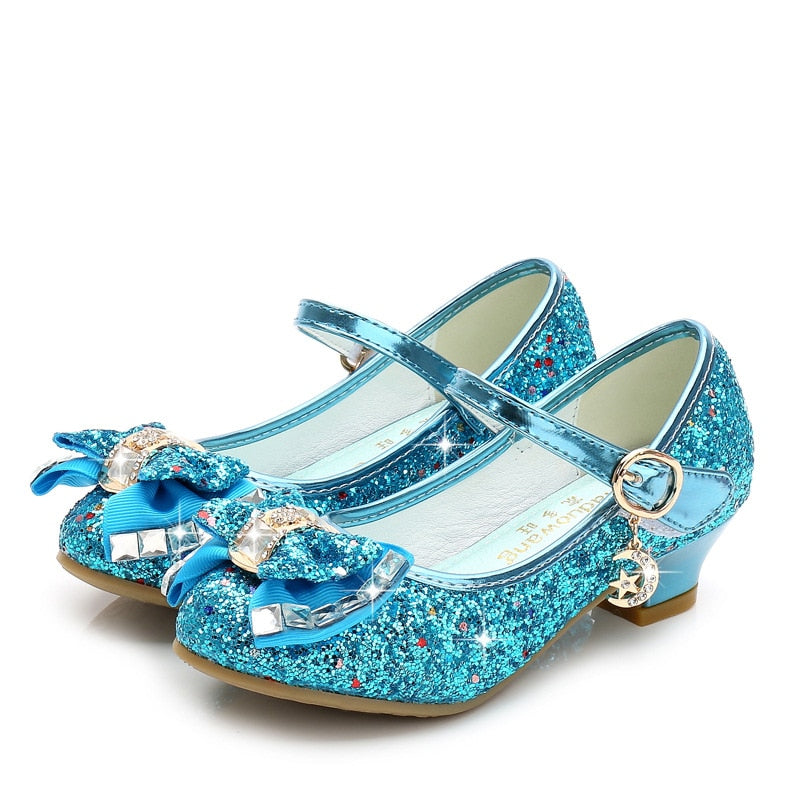 Girls Glitter Dress Shoes: Blue