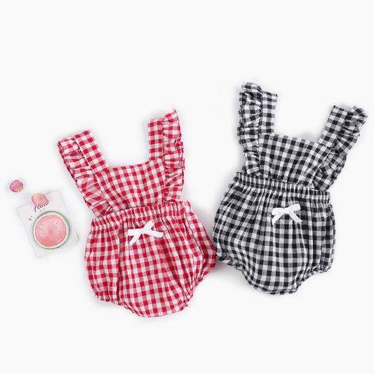 Baby Girl Ruffle Body Suit: Gingham (0-18m)