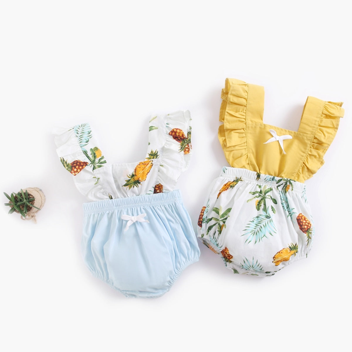 Baby Girl Ruffle Body Suit: Pineapple (0-18m)