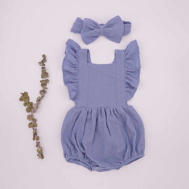 Baby Girl Ruffle Romper with Matching Headband