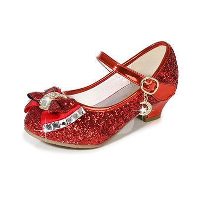 Girls Glitter Dress Shoes: Red