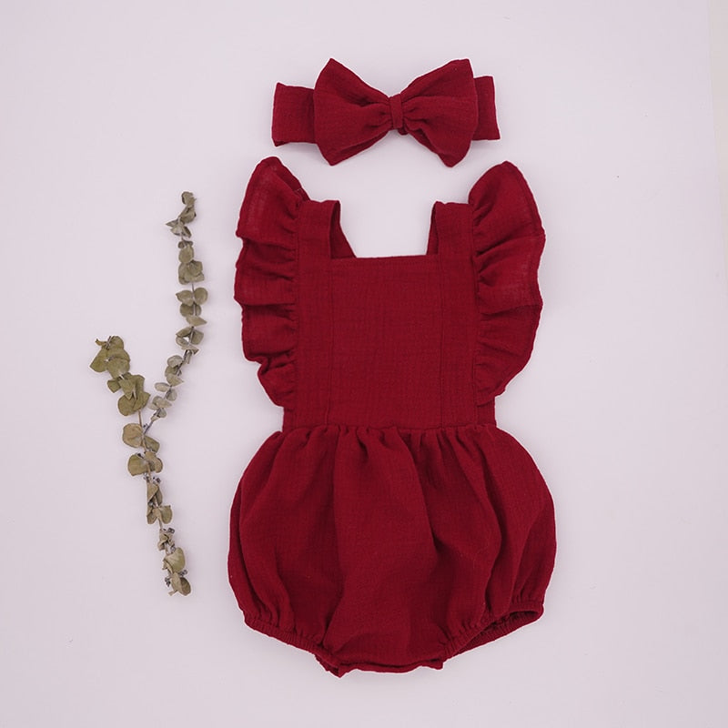 Baby Girl Ruffle Romper with Matching Headband