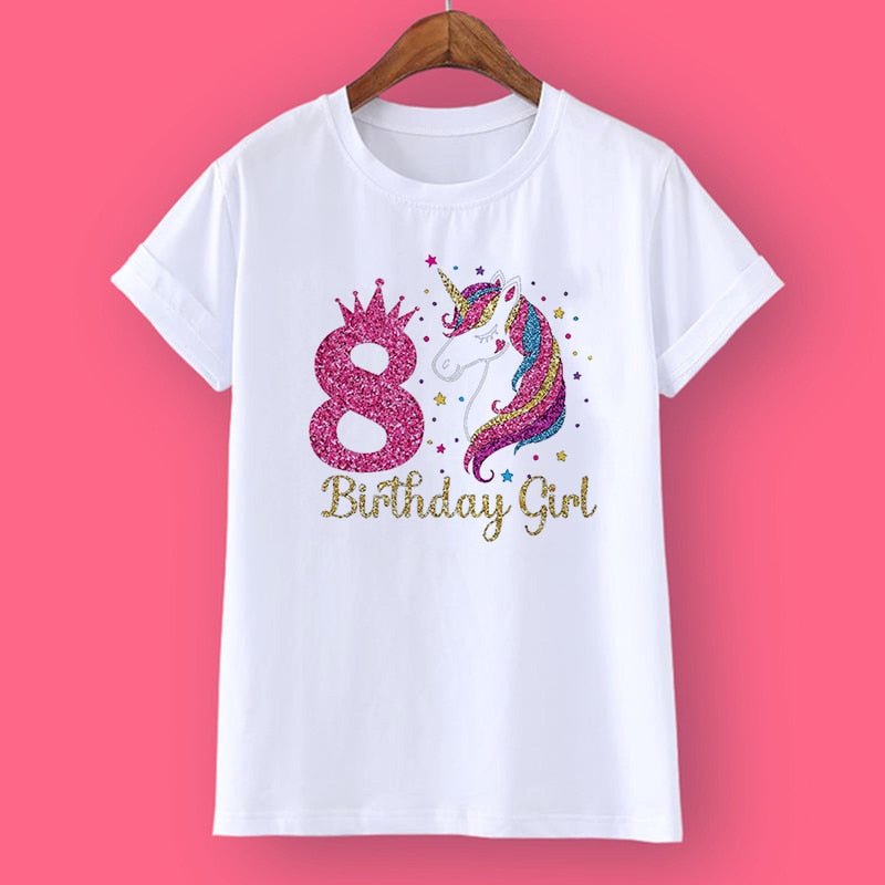 Unicorn Birthday Shirt w/Age Number (Ages 3-12)