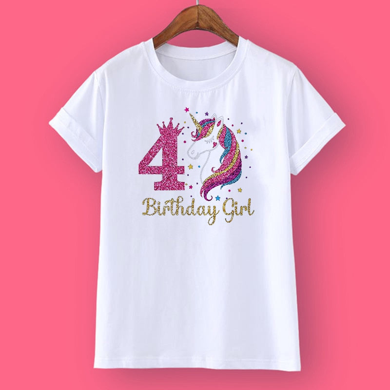 Unicorn Birthday Shirt w/Age Number (Ages 3-12)