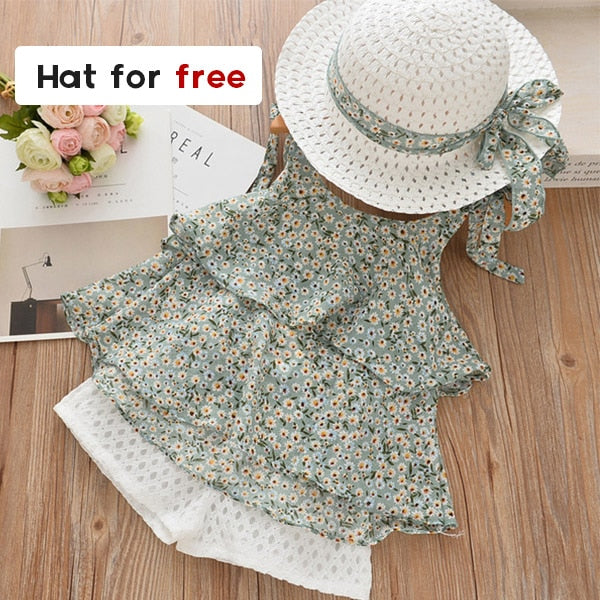 Girl's 2-Piece short Set w/Hat (2-6T)