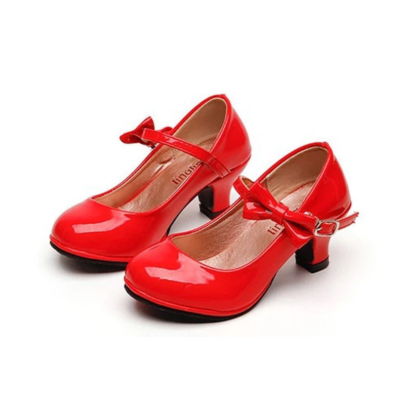 Girls Glitter Dress Shoes: Red