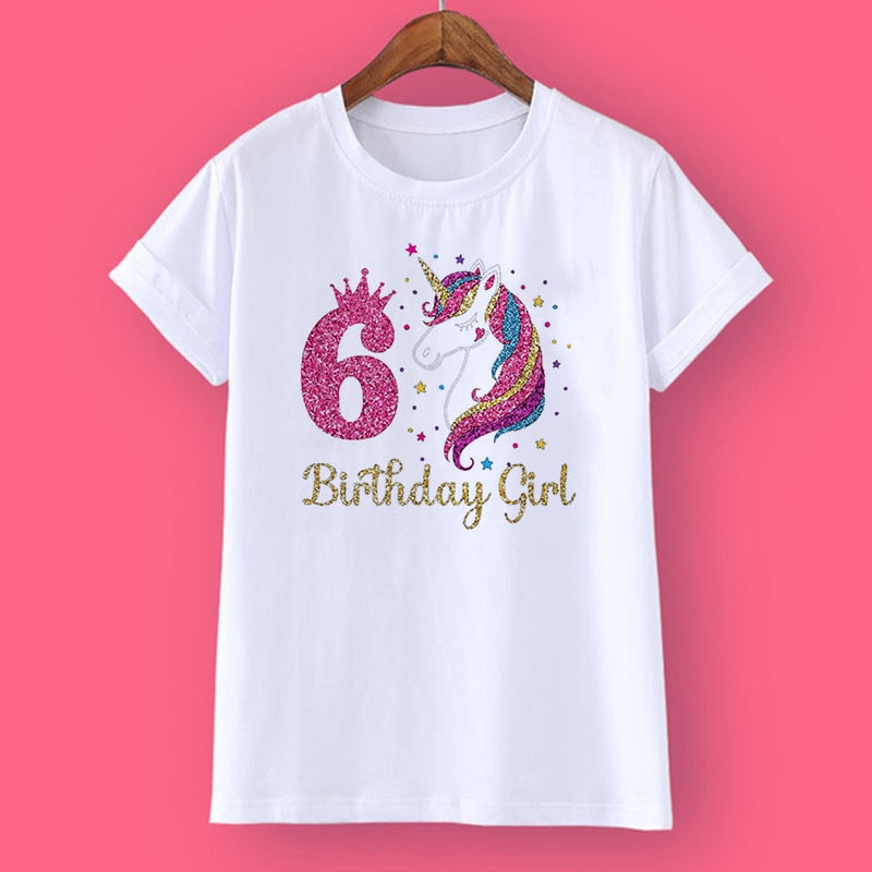 Unicorn Birthday Shirt w/Age Number (Ages 3-12)