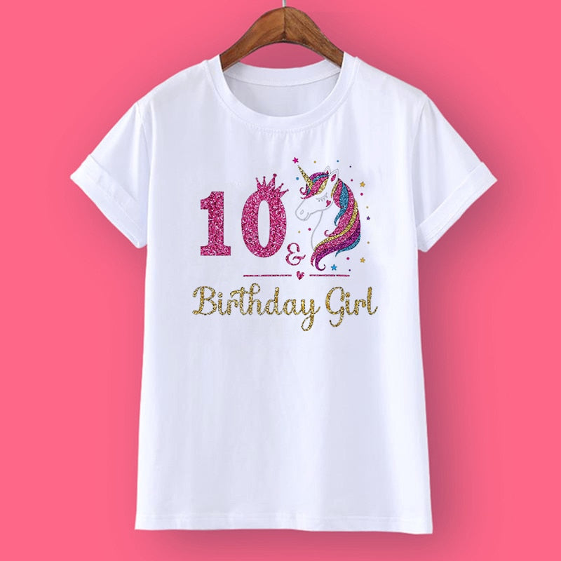 Unicorn Birthday Shirt w/Age Number (Ages 3-12)