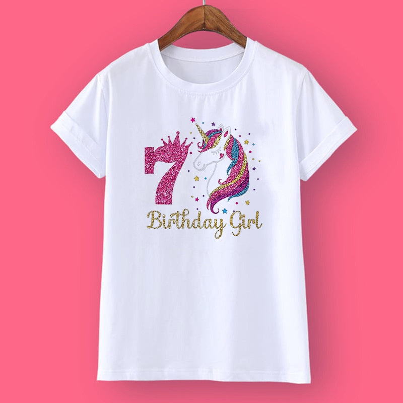 Unicorn Birthday Shirt w/Age Number