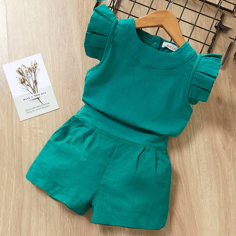 Girls 5T-7 Dressy Short Set 2pc Green (Multiple Color Options)