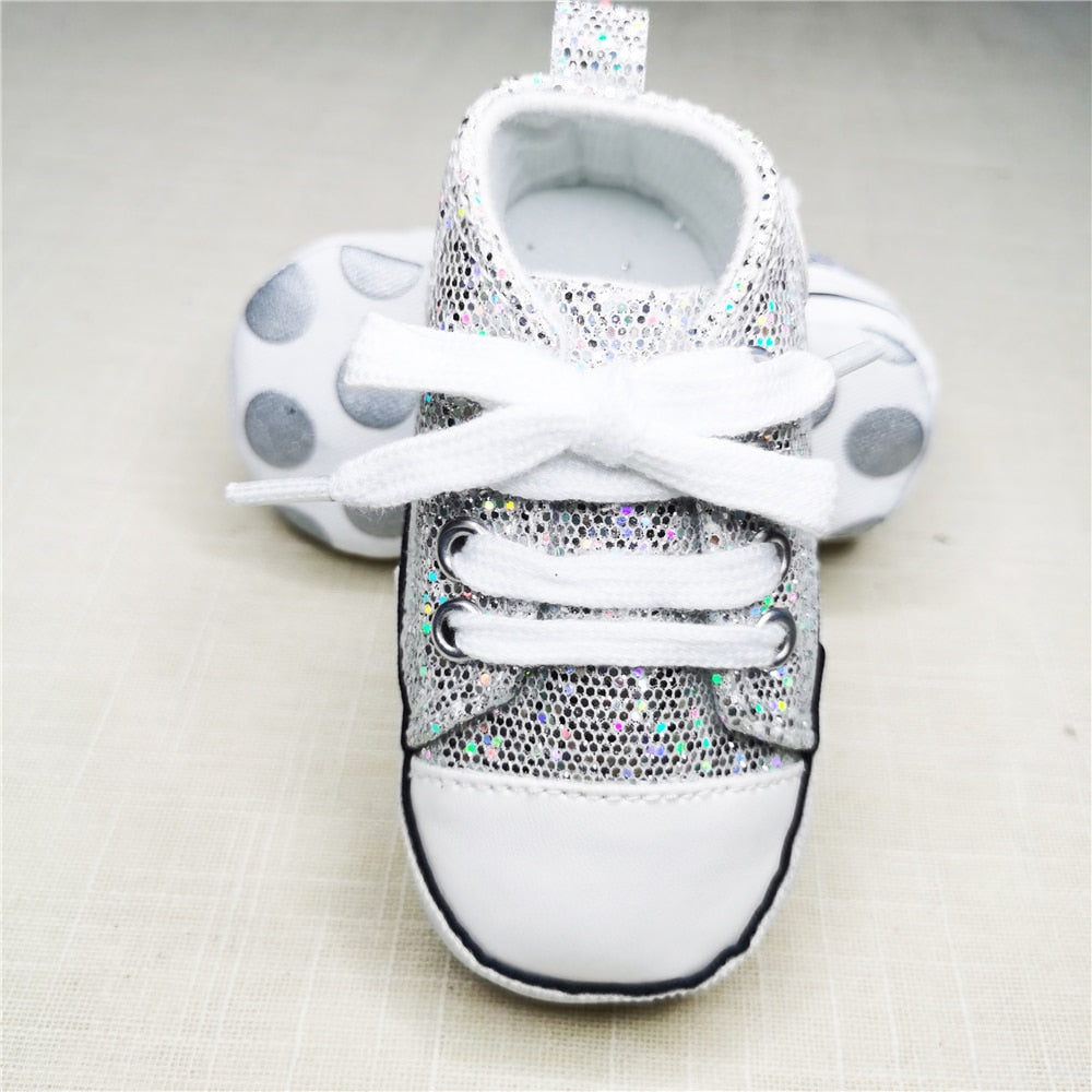 Baby Canvas Classic Sneakers, Glitter Multiple Color Options (0-18M)