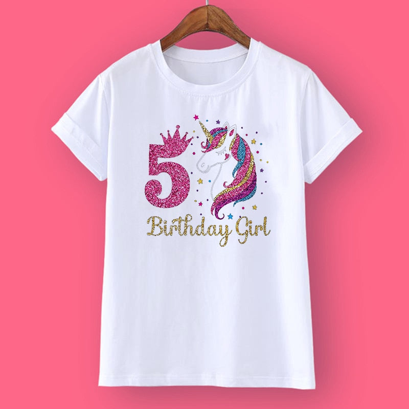 Unicorn Birthday Shirt w/Age Number (Ages 3-12)