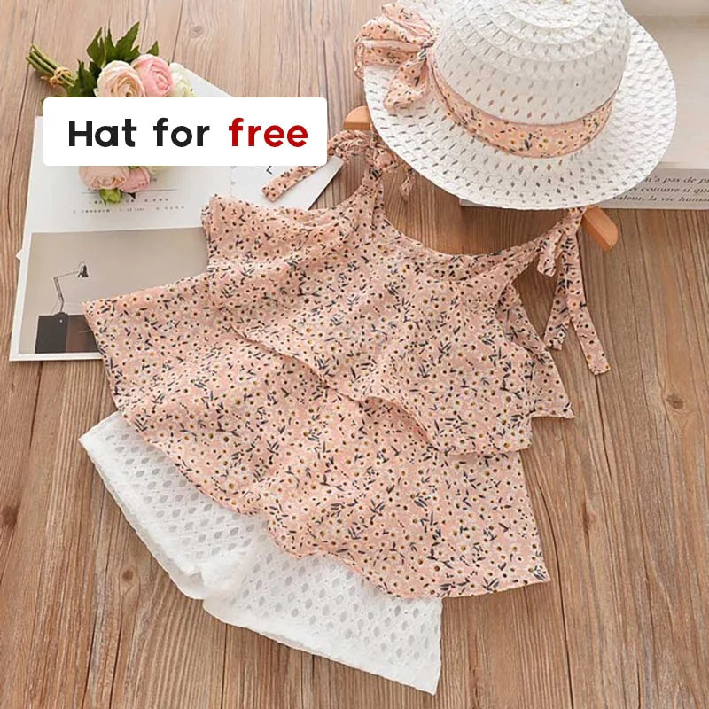 Girl's 2-Piece short Set w/Hat (2-6T)