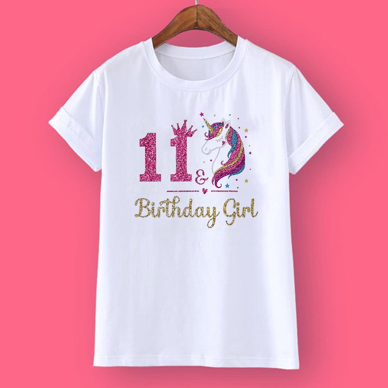 Unicorn Birthday Shirt w/Age Number (Ages 3-12)