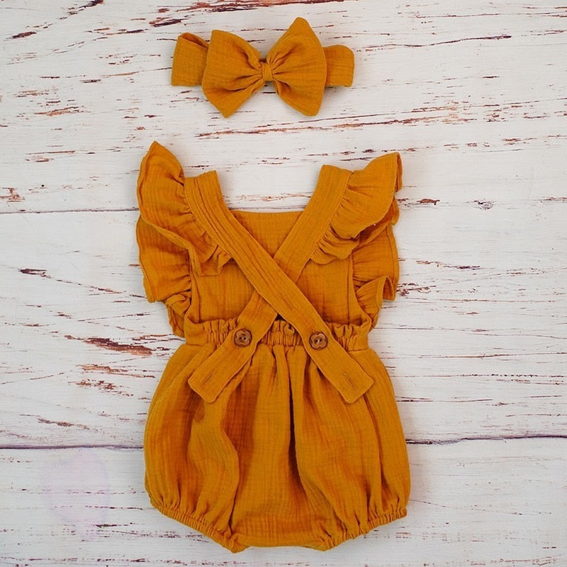 Baby Girl Ruffle Romper with Matching Headband