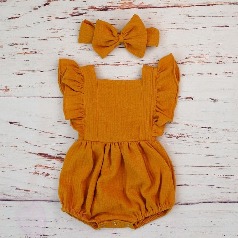 Baby Girl Ruffle Romper with Matching Headband